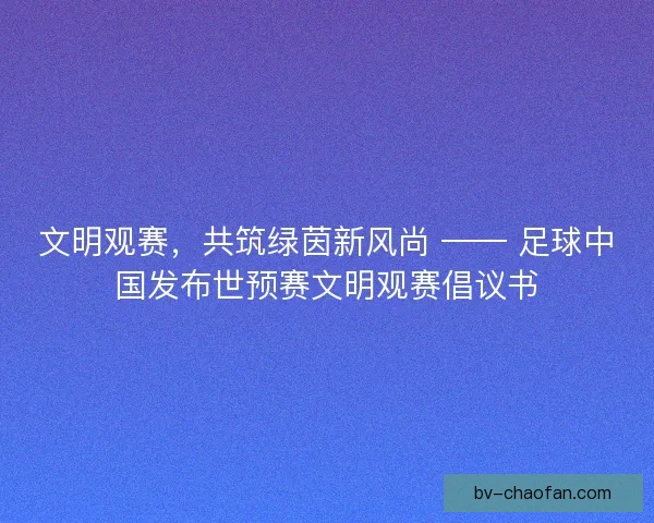 文明观赛，共筑绿茵新风尚 —— 足球中国发布世预赛文明观赛倡议书